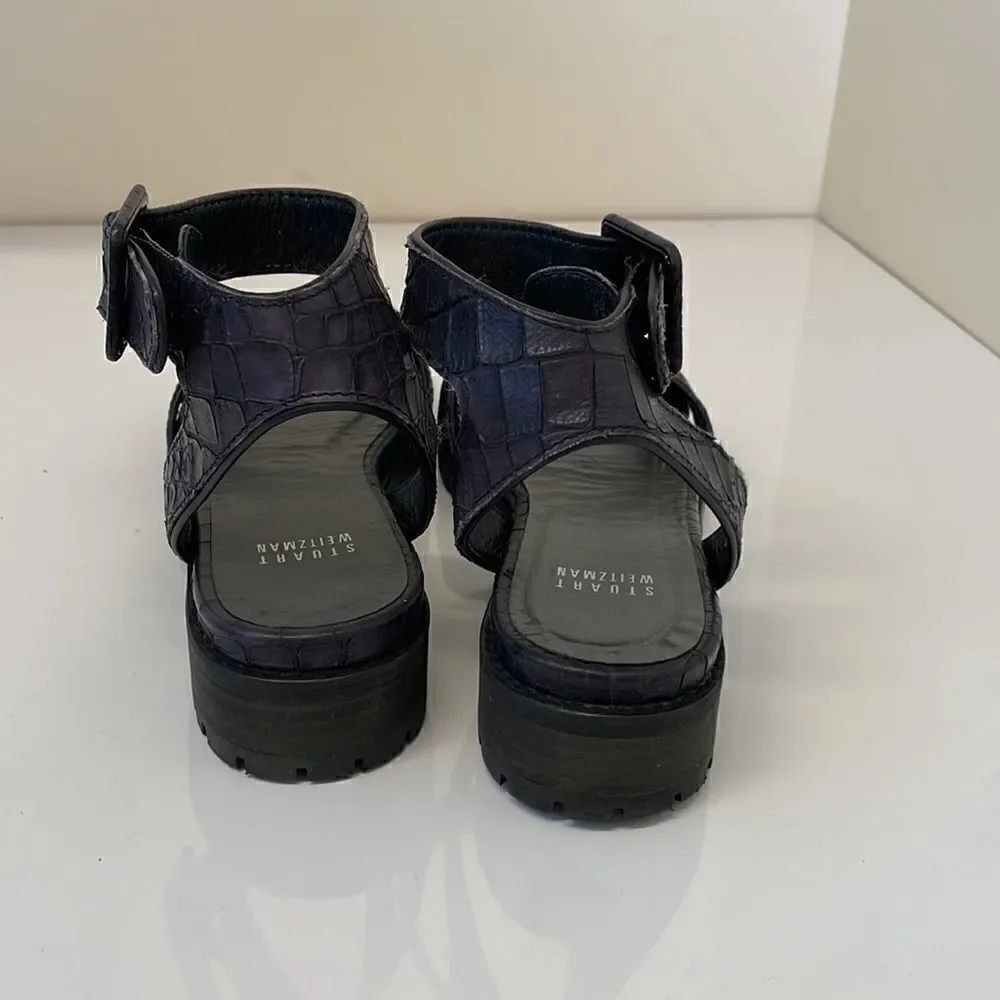 Stuart Weitzman Croc Sandal w/Ankle Buckle WORN ONCE!